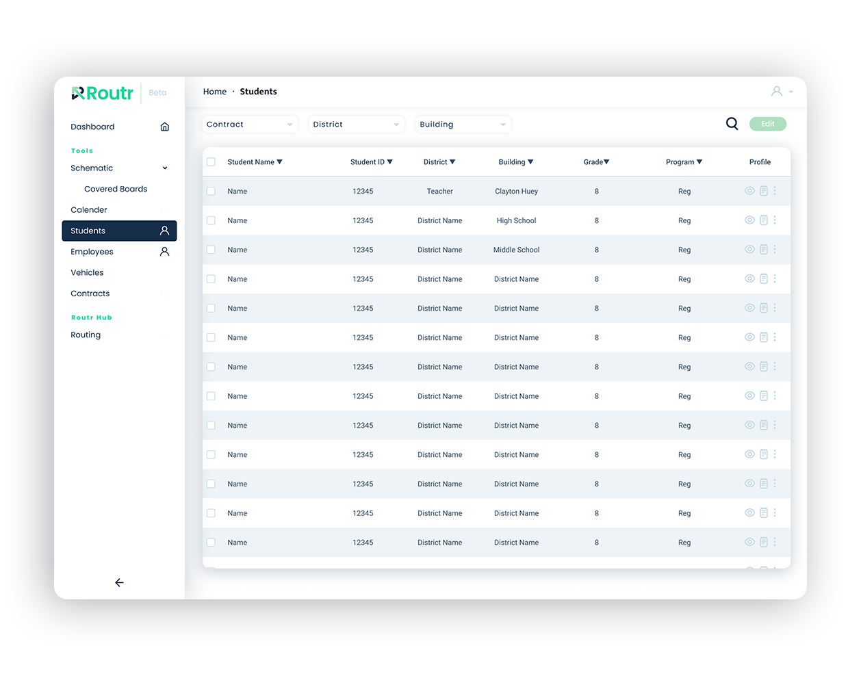 Routr routing screen